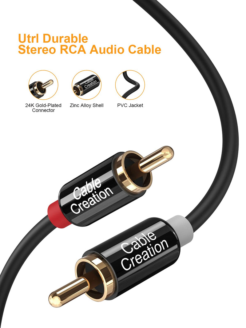 RCA Cable, CableCreation 10FT 2RCA Male to 2RCA Stereo Audio Cable Gold-Plated Compatible with Speaker, AMP, Turntable, Receiver, Home Theater, Subwoofer, Double Shielded, 3M 10 Feet