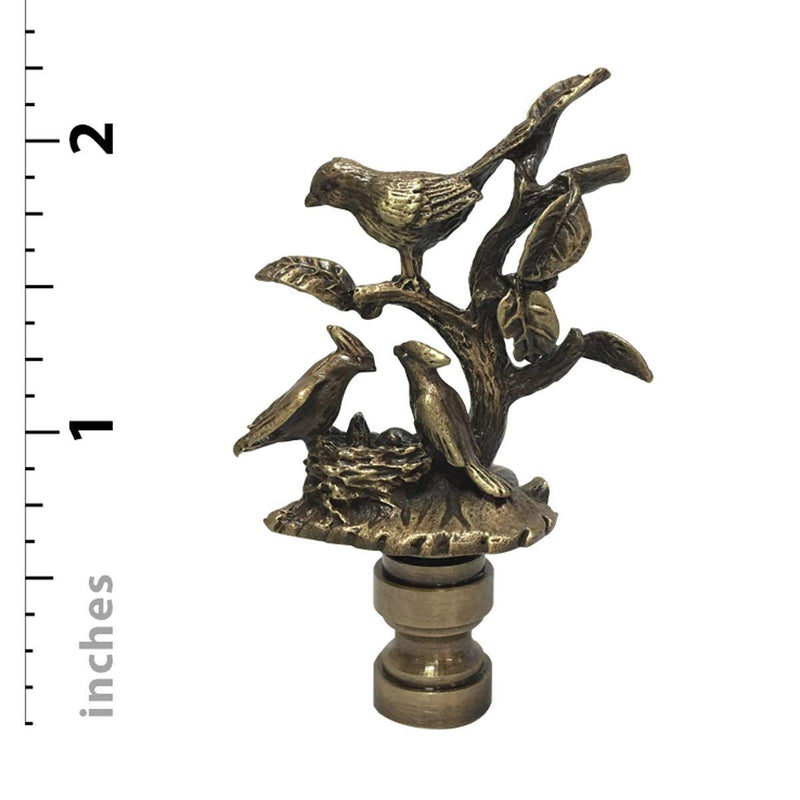 Royal Designs, Inc. Nesting Bird Design Lamp Finial (Antique Brass - 2) Antique Brass - 2