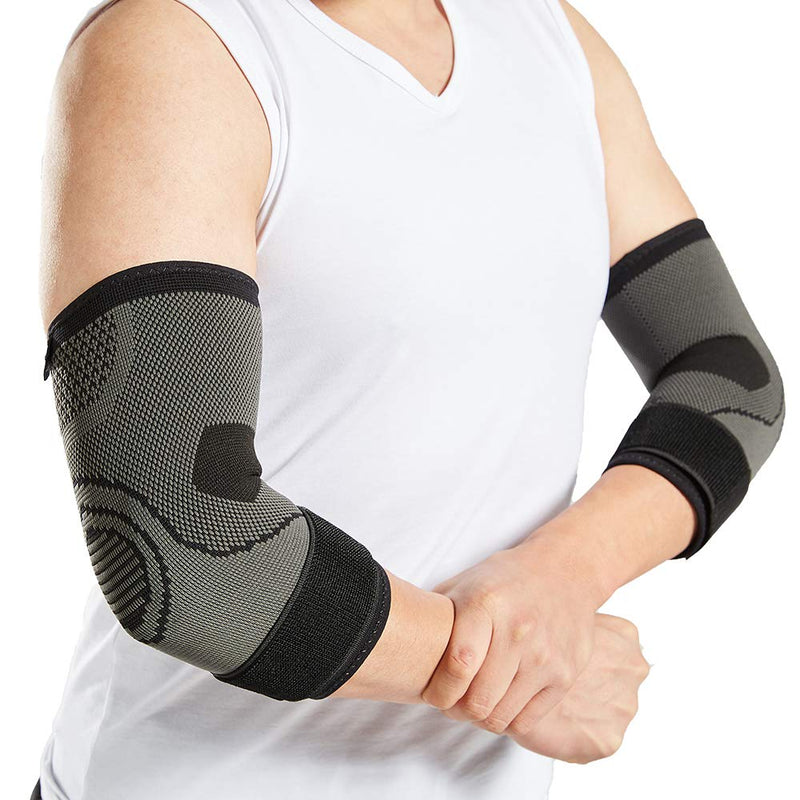 Elbow Brace with Strap for Tendonitis 2 Pack, Tennis Elbow Compression Sleeves, Golf Elbow Treatment Medium (Pack of 2)
