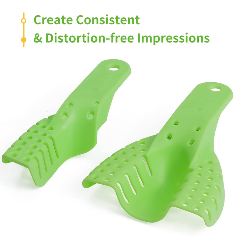 10 PCS Dental Impression Trays Disposable Plastic Small Medium Large Autoclavable Perforated Impression Trays Set Green Light Green