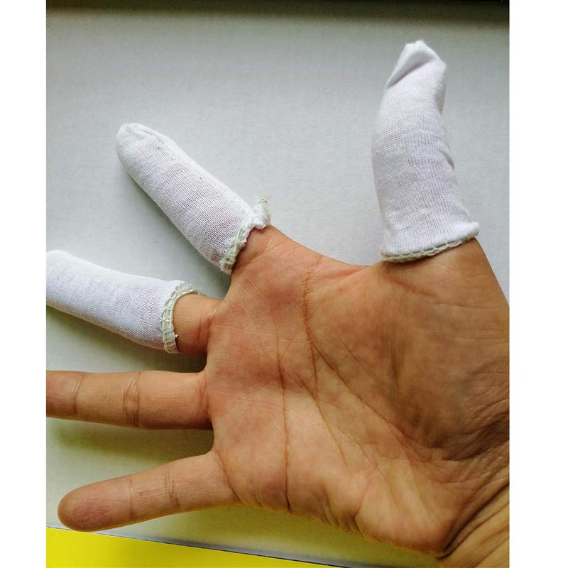 200 Pcs Cotton Finger Cots Small Finger Guards Hand Thumb Fingertips Sleeves Protector by EORTA, Comfortable, Breathable, Absorb Sweat, Reusable, Protect The Wound from Infection, White, Very Small