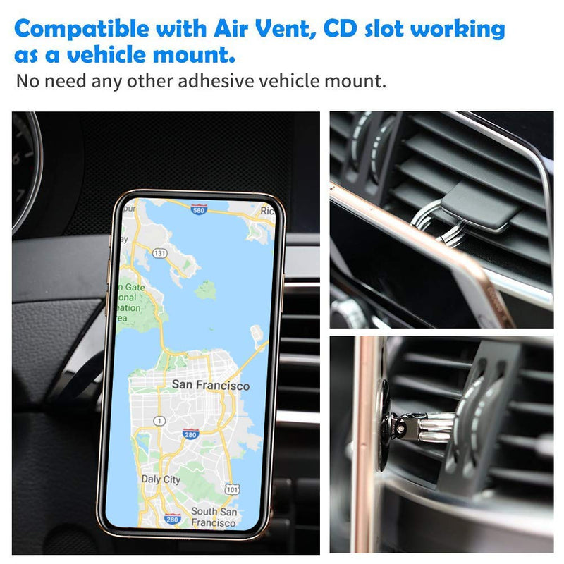 AirFly Phone Finger Ring Holder, 4 in 1, Universal Metal Phone Ring, Phone Table Stand Kickstand, Phone Car Vent Mount, Finger Grip Compatible All Smartphones, Gold