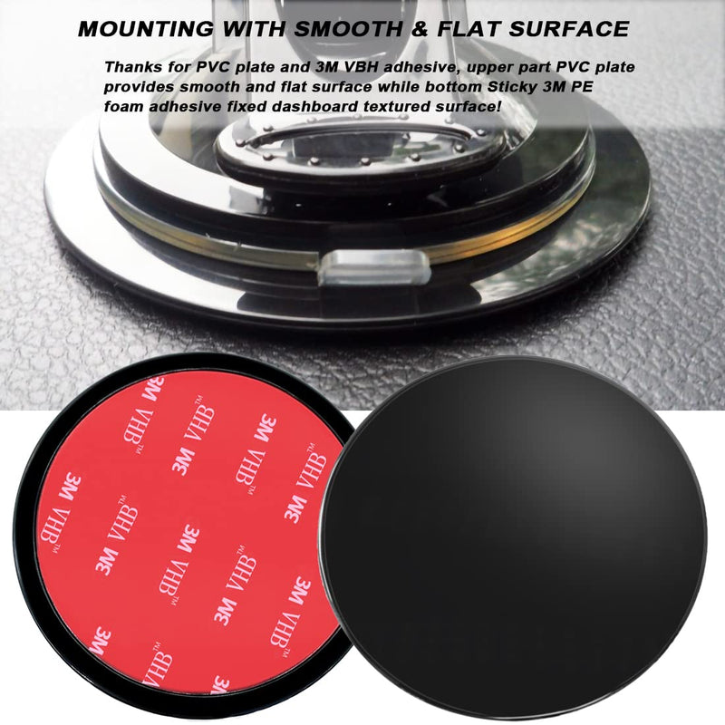 AYWFEY 2 Pack 95mm Adhesive Dashboard Pad Mounting Disk, 3.74" Universal Suction Cup Mounting Disc for Suction Cup Phone Holder Mount Garmin GPS Magellan Sat Nav Dash Cam Bracket Stand Stick, Black