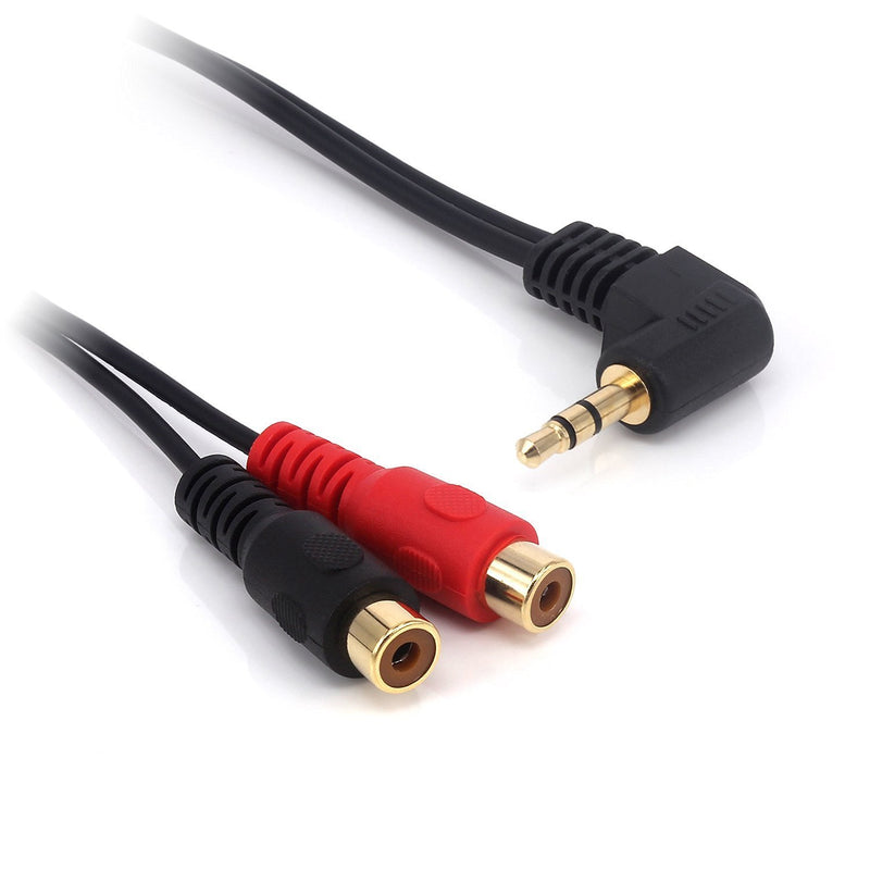 Qaoquda 3.5mm to 2RCA Adapter Cable,8 Inch Gold Plated 90 Degree Right-Angled 1/8" TRS Stereo Male to Dual RCA Female Y Splitter Adapter Cable(3.5M/2RCAF)