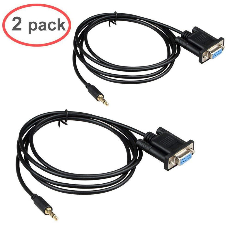 LIANSHU 2Pack DB9Pin Female to DC3.5mm Serial Cable-6 Feet Black (2Pack)