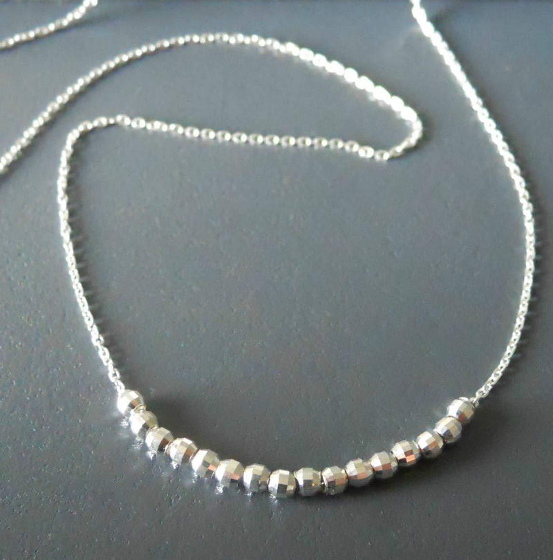 Dainty Sterling Silver Necklace With Beads - Handmade