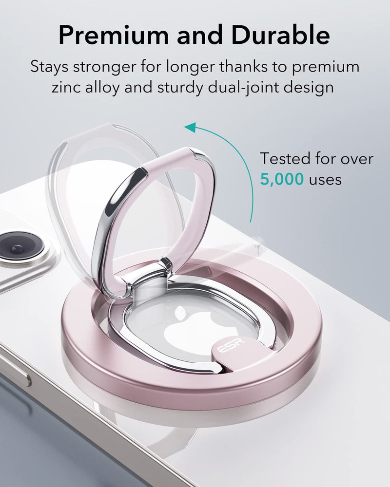 ESR HaloLock Magnetic Phone Ring Holder, Compatible with MagSafe Phone Ring Stand, Phone Grip Compatible with iPhone 14/13/12 Series, Adjustable Kickstand, Pastel Pink