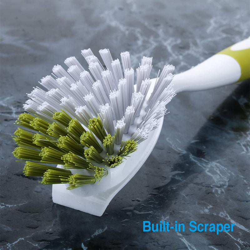 Scrub Brush for Dish Kitchen Sink Pot Pan with Stiff Bristles, Yellow-Green, 5pcs Yellow-green 5pcs