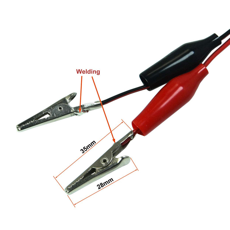 FILSHU 2 PCS 5.5x2.1mm DC Power Plug Male Connector to Dual Alligator Clip Cable 50cm DC MALE