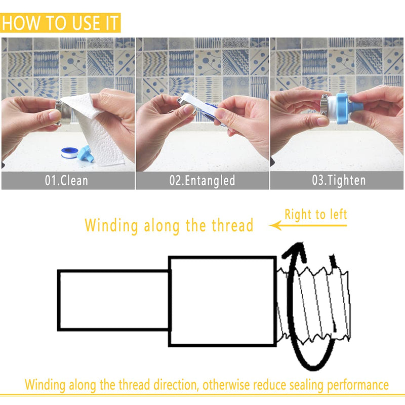 8 Rolls 1/2 Inch(W) X 520 Inches(L) Teflon Tape,for Plumbers Tape,Plumbing Tape,PTFE Tape,Thread Tape,Plumber Tape for Shower Head,Pipe Sealing,Thread Seal,White 8 Rolls