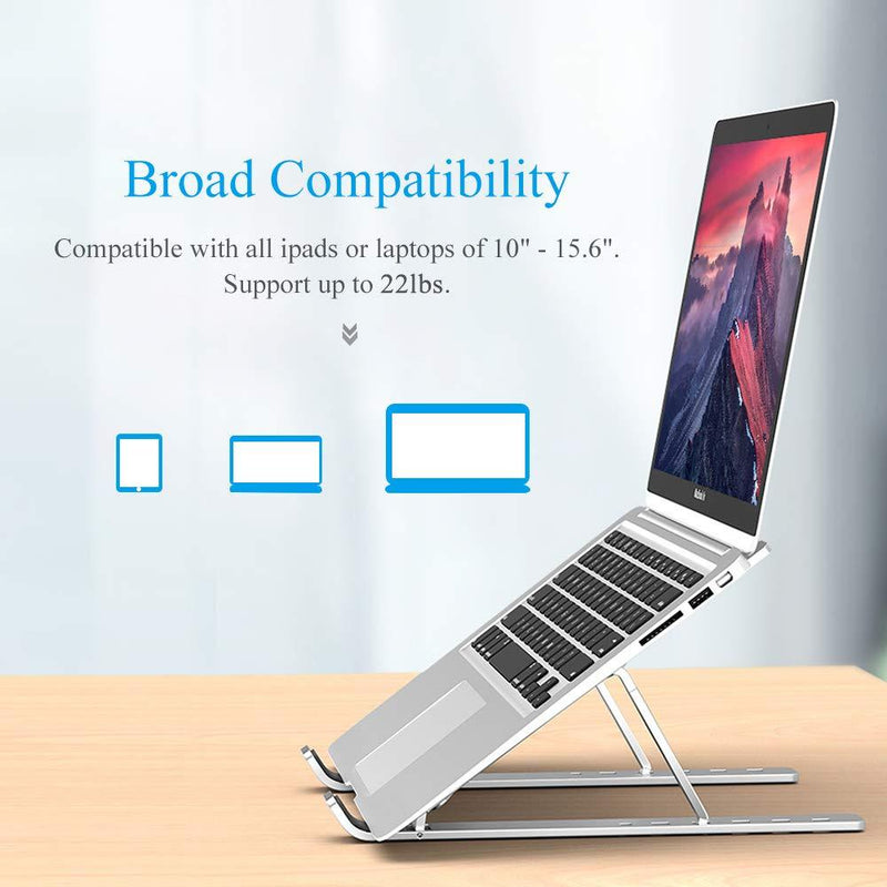 FLAGTOP Adjustable Laptop Stand for Desk, Ergonomic Portable Aluminum Laptop Desk Stand, Non-Slip, Stable, Foldable Laptop Riser, Compatible with MacBook Pro/Air and More Notebooks Small