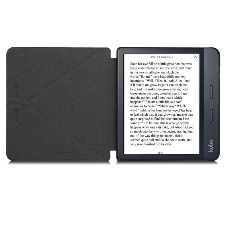 kwmobile Origami Case Compatible with Kobo Libra H2O - Case Slim Premium PU Leather Cover with Stand - Moon and Mountains Gold/Coral/Dark Blue Moon and Mountains 21-76-17