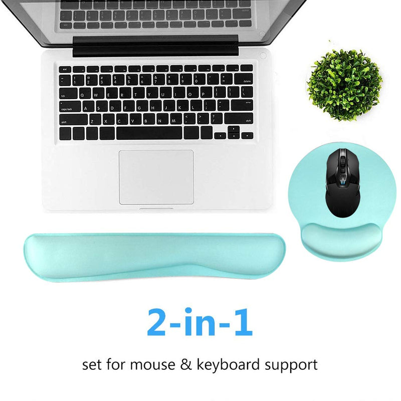 Keyboard Wrist Rest Pad Mouse Pad, Memory Foam, Rest Pads Sets for Comfortable Typing & Wrist Pain Relief, Anti-Slip Rubber Base (Green) Green