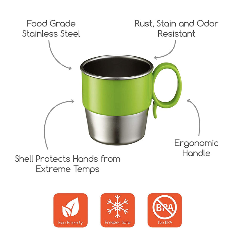 Innobaby Din Din Smart Stainless Steel Cup (9 oz) with Handle for Babies, Toddlers and Kids. BPA Free, Green 1