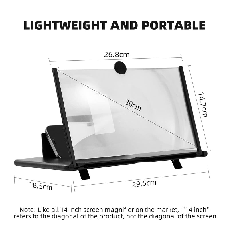 Screen Magnifier for Cell Phone, 14" Phone Magnifying Screen 2022 Upgraded HD 3D Phone Screen Amplifier Phone Stand with Screen Enlarger Compatible with All Smartphones for Movies Videos Gaming 14 Inch