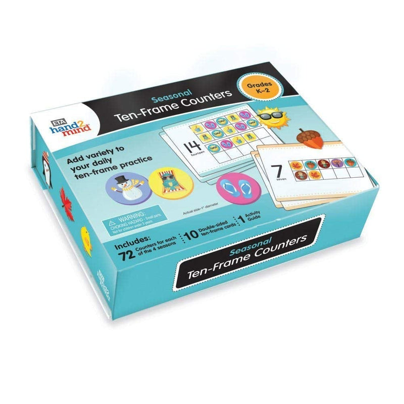 hand2mind Seasonal Ten Frames Math Counters for Kids, Math Counters Chips for Counting and Sorting, Kindergarten Learning Games, Counting Toys, Math Game (288 Math Counters and 10 Ten Frame Cards) Seasonal counters