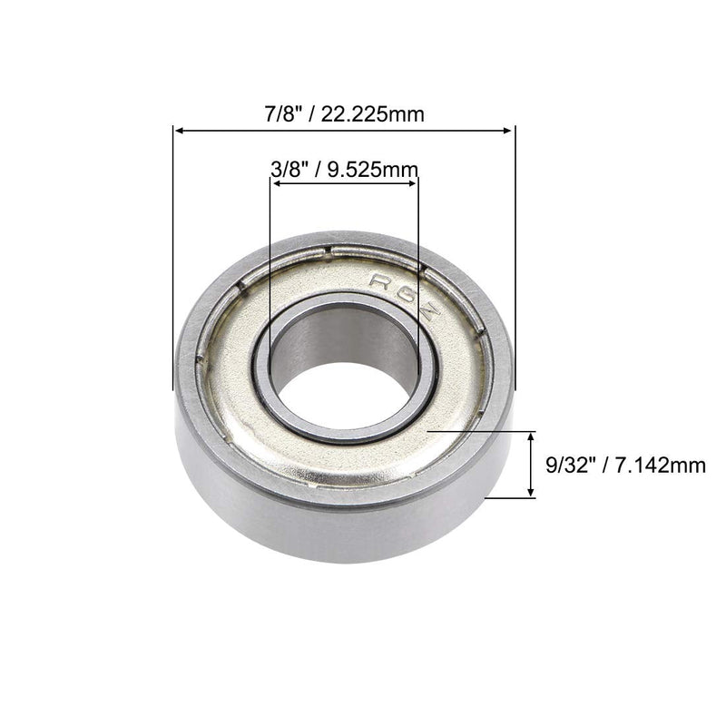 uxcell R6ZZ Deep Groove Ball Bearing 3/8"x7/8"x9/32" Double Shielded ABEC-5 Bearings 10-Pack