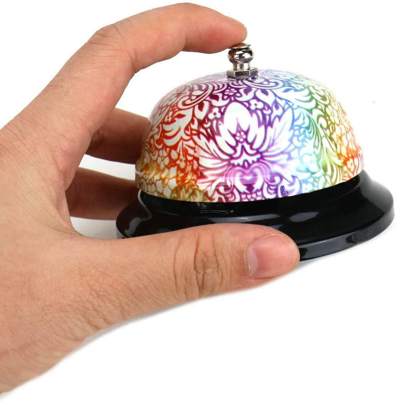 Floral Desktop Bell - Steel Tea Service Dinner Bells Reception Hotel & Restaurant Waiter Call Hand Butlers for Ringing in Counter Shop Play Game Buzzer Coffee Table Decor Teacher School Desk Supplies