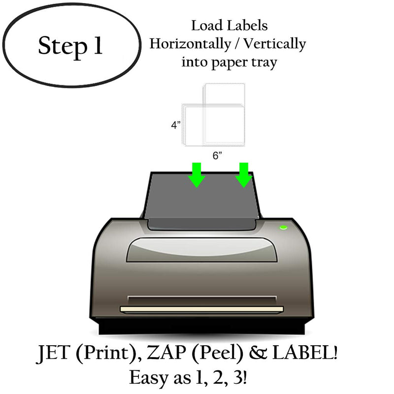 JETZAP Pre-Cut 4” x 6” [15x10cm] Laser/Ink Jet Printer White Shipping Labels Load-Ready [Not in Sheets] Adhesive Sticker Matte Opaque Smudge-Free Jam-Free All Printer Compatible Labels - 100 Pack