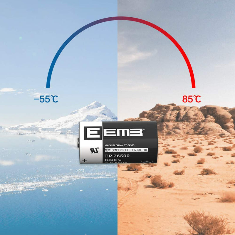 EEMB 3.6V C Size ER26500 Lithium Battery 9000 mAh UL Certified Li-SOCL₂ Batteries for Electric Door Sensor- Single Use 1