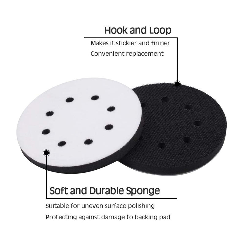 SPEEDWOX Sanding Discs 5" 8 Holes Velcro 5 Packs Interface Buffer Cushion Soft Foam for Drills Grinders Rotary Tools 5" 8 Hole