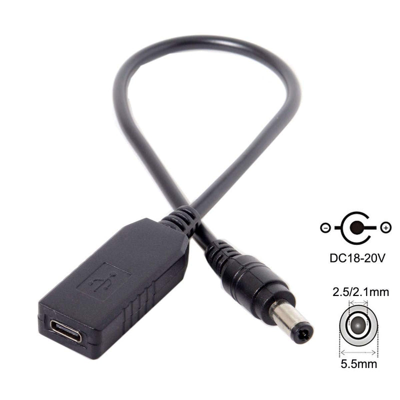 Cablecc USB 3.1 Type C USB-C to DC 20V 5.5 2.5mm & 2.1mm Power Plug PD Emulator Trigger Charge Cable for Laptop DC 5.5-2.5MM