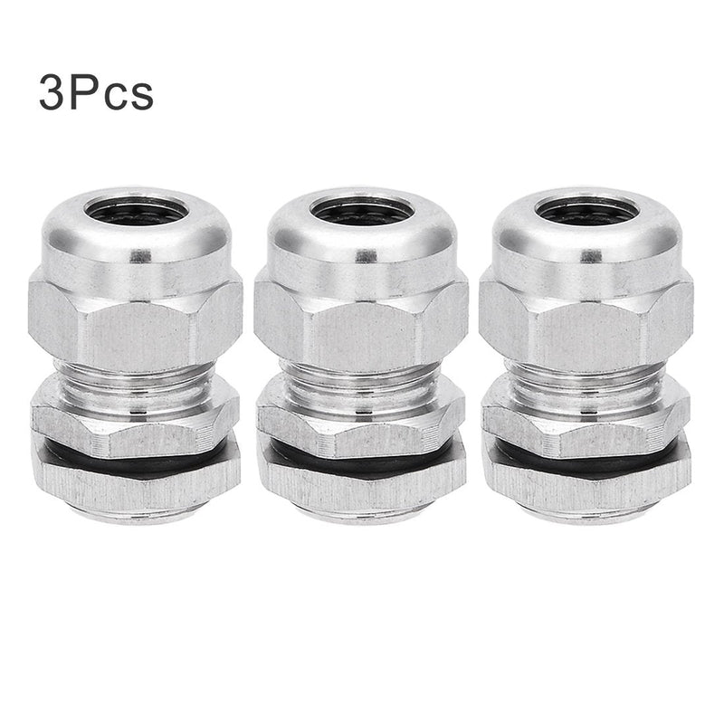uxcell Cable Gland PG9 Stainless Steel Waterproof Cable Glands Joints Adjustable Connector for 4mm-8mm Dia Cable, Pack of 3