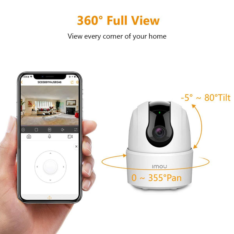 Indoor Security Camera 1080p WiFi Camera (2.4G Only) 360 Degree Home Camera with App, Night Vision, 2-Way Audio, Human Detection, Motion Tracking, Sound Detection, Local & Cloud Storage