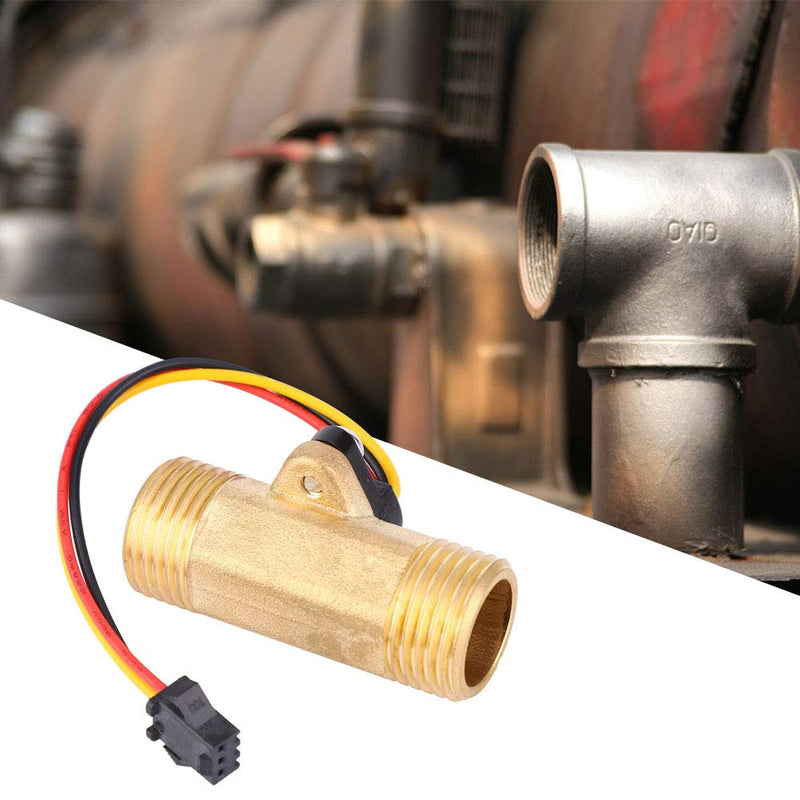 G1/2" Water Flow Hall Effect Sensor Switch 52mm Long Male Thread Flow Meter Counter 1-30L/min