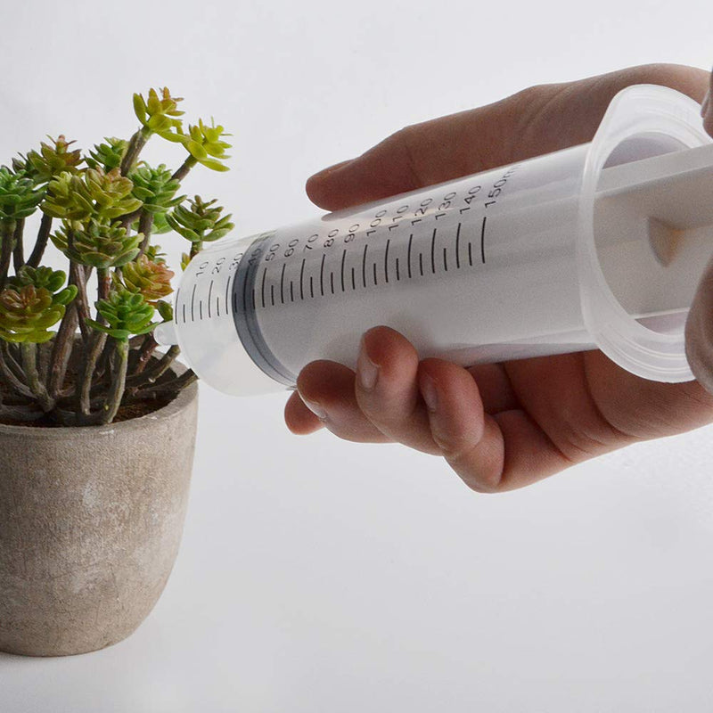 2PCS 150ML/CC Large Plastic Syringe for Scientific Labs, Measuring, Watering, Refilling, Filtration, Feeding（Independent Pack） 2PACK-150ML