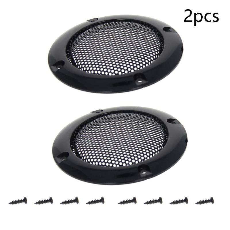 Fielect 2.5 inches Speaker Grill Mesh Decorative Circle Subwoofer Guard Protector Cover Audio Accessories Black Metal Trim 2Pcs 2 Pcs 2.5inch /66mm