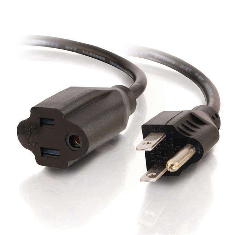 C2G Power Cord, Short Extension Cord, Power Extension Cord, 18 AWG, Black, 3 Feet (0.91 Meters), Cables to Go 03114