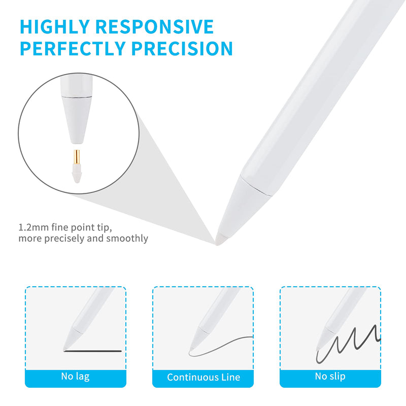 2021 iPad Pro 11" Pencil Stylus with 1.5mm Fine Tip Pen Compatible with Apple iPad 11 Pro Pencil,Magnetic to iPad Pro 11 Palm Rejection Drawing Stylus Pen,White