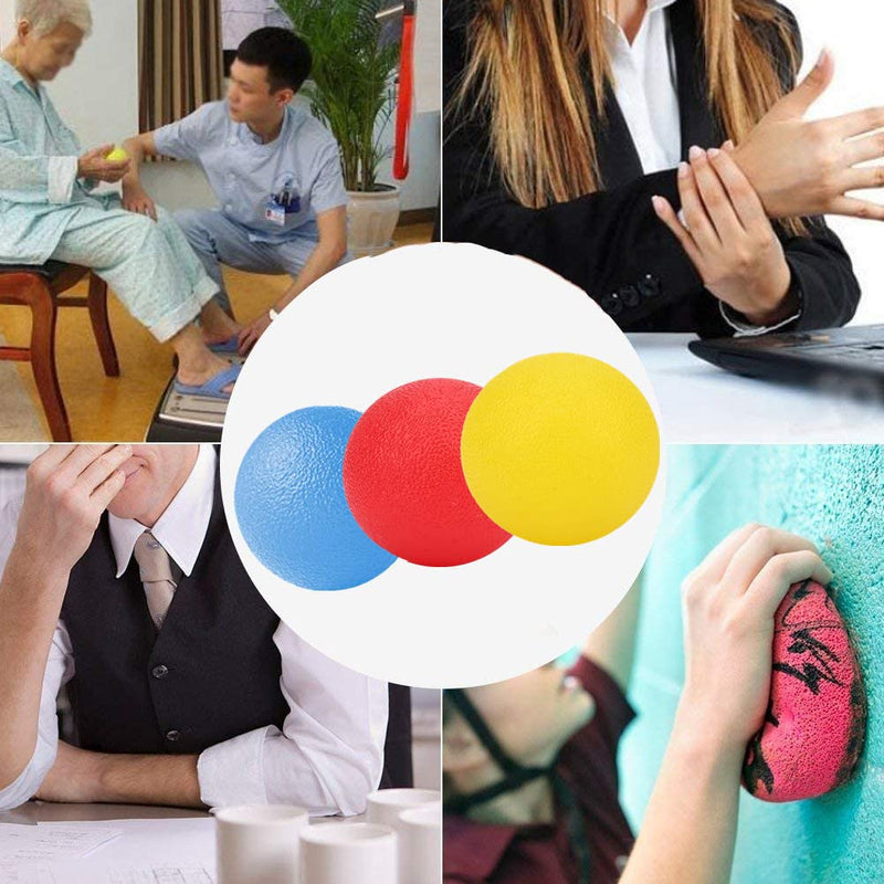 3pcs Stress Relief Ball Multiple Resistance Therapy Exercise Gel Squeeze Balls Kits for Hand Finger Wrist Muscles Arthritis Grip Exerciser Strengthening