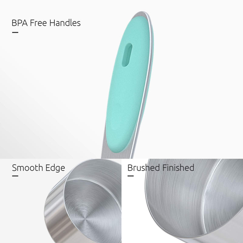 Measuring Cups : U-Taste 18/8 Stainless Steel Measuring Cups and Spoons Set of 10 Piece, Upgraded Thickness Handle(Aqua Sky) 3-Aqua Sky