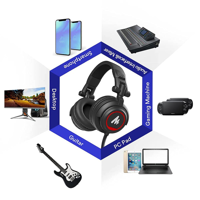 50MM Drivers Over Ear Studio Headphones, MAONO AU-MH501 Stereo Monitor Closed Back Headphones, Lightweight Foldable Design for Smartphone, Computer, Podcast, Mixer, Music, DJ MH501 Studio Headphones