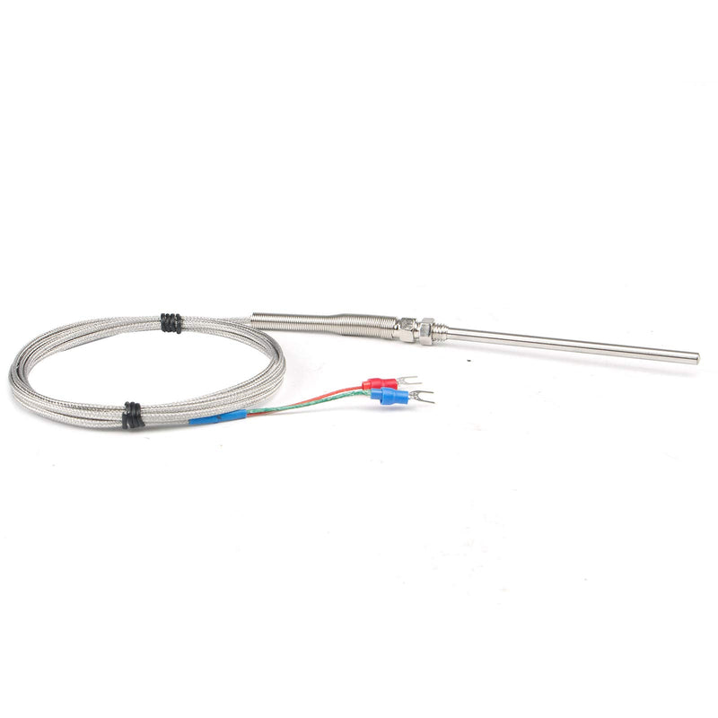CGELE K-Type Thermocouple Temperature Sensors 0~600℃，2M/6.6Ft Wire Probe Length 100mm Two Wire 100×5mm Stainless Steel Probe Temperature Detector Temperature Gauge… Probe Length 100mm(2M)