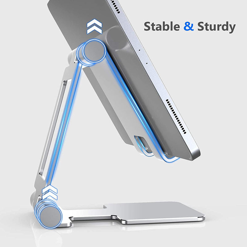 Tablet Stand, Anozer Adjustable & Foldable Aluminium Desktop iPad Stand,Compatible with 2021 iPad Mini 6 5 4, iPad 10.2, iPad Pro 12.9/11, iPad Air, Portable Monitor, Surface Pro, Phones (4-13 inch)