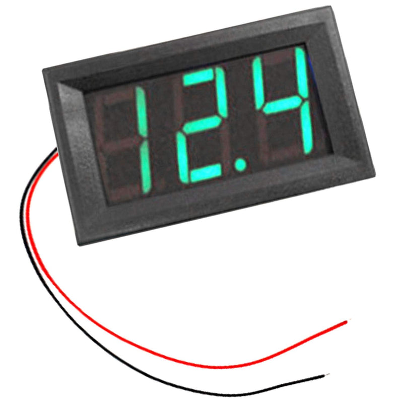 RuiLing 2-Pack Two Wires Mini LED Digital Voltmeter Voltage Meter DC 5V to 30V Voltage Panel Meter for 6V 12V Electromobile Motorcycle Car Green 5-30V