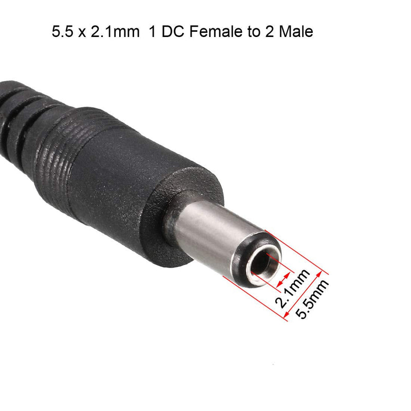 uxcell 1 Female to 2 Male 5.5mm x 2.1mm 20cm DC Power Splitter Cable for CCTV Cameras