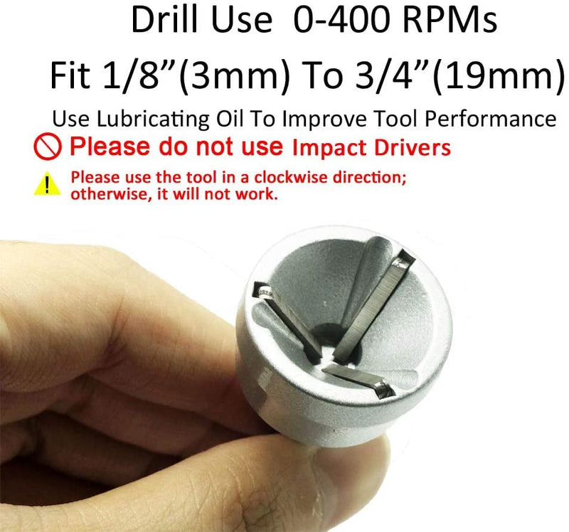 CONQUER Tools Deburring External Chamfer Tool, HSS Blade, Deburring Drill Bit, Remove Burr Tools Quick Release Shank Fits for 1/8"-3/4"(3mm-19mm) Stainless Steel Burr Removal, Countersink