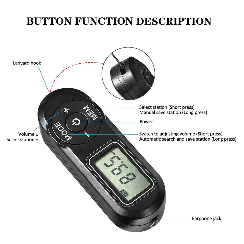 SWDSTP Personal FM Walkman Radio, Mini Digital Tuning Portable Radio with Headphones LCD Display, Pocket Radio for Walking Jogging, Upgrade Volume Control
