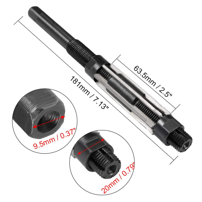 sourcing map 19-21mm Adjustable Hand Reamer HSS H8 6 Straight Slot Cutter de