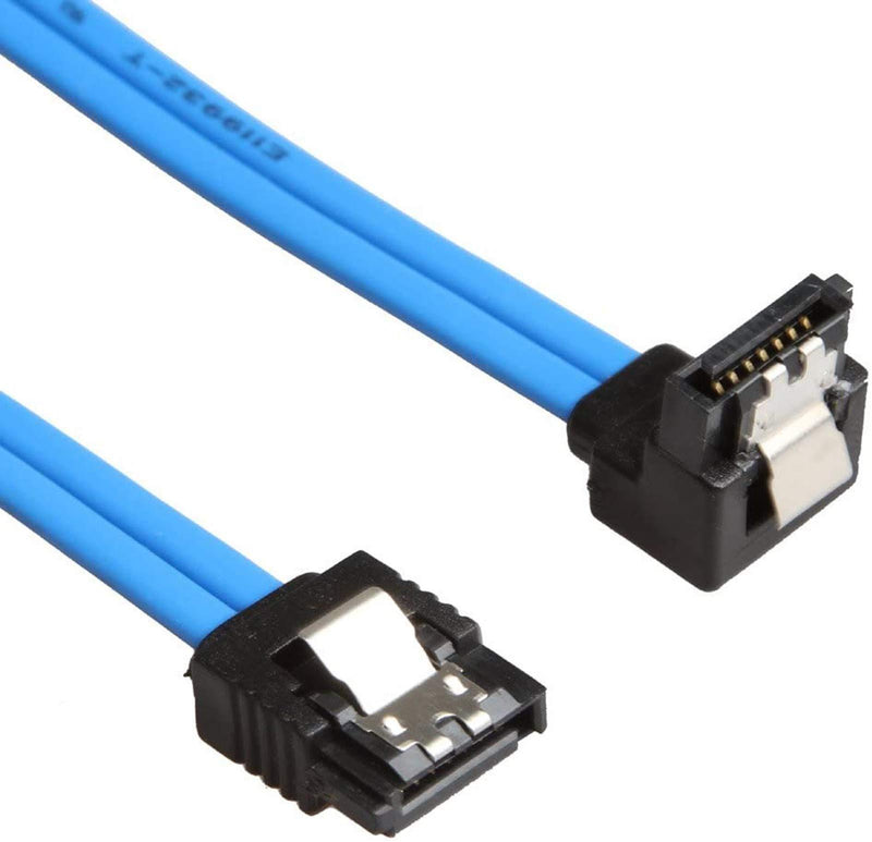 Relper-Lineso 6 Pack 90 Degree Right-Angle SATA III Cable 6.0 Gbps with Locking Latch 18Inch (6X Sata Cable Blue)