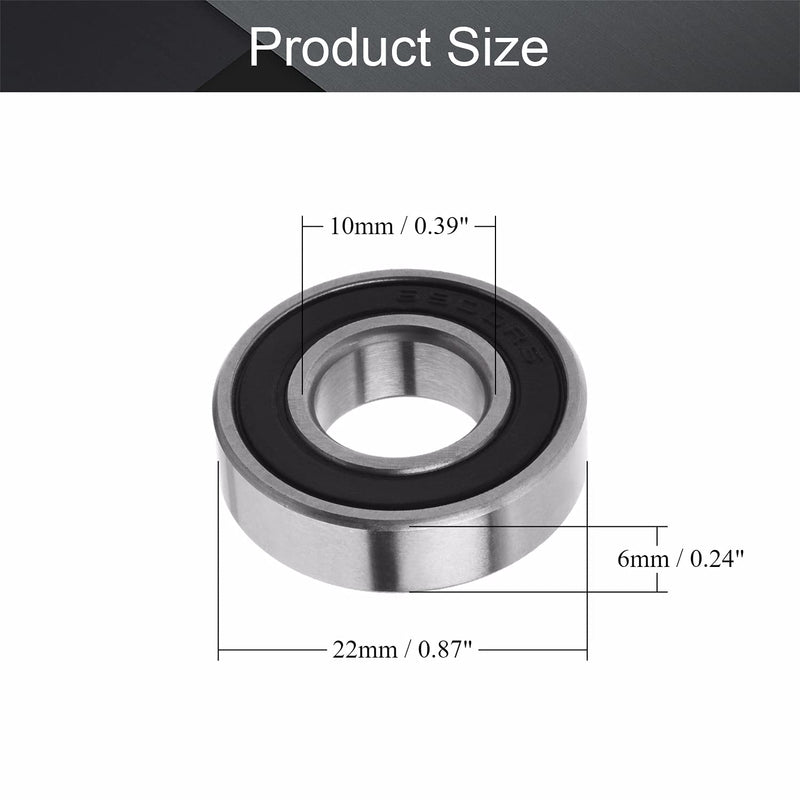Othmro Deep Groove Ball Bearings,5Pcs 6900-2RS Deep Groove Bearings 0.39x0.87x0.24inch Double Sealed Bearing High Carbon Chromium Steel Roller Guide Bearing for Scooters Elevators Ship Rudder Shafts 5PCS 6900-2RS