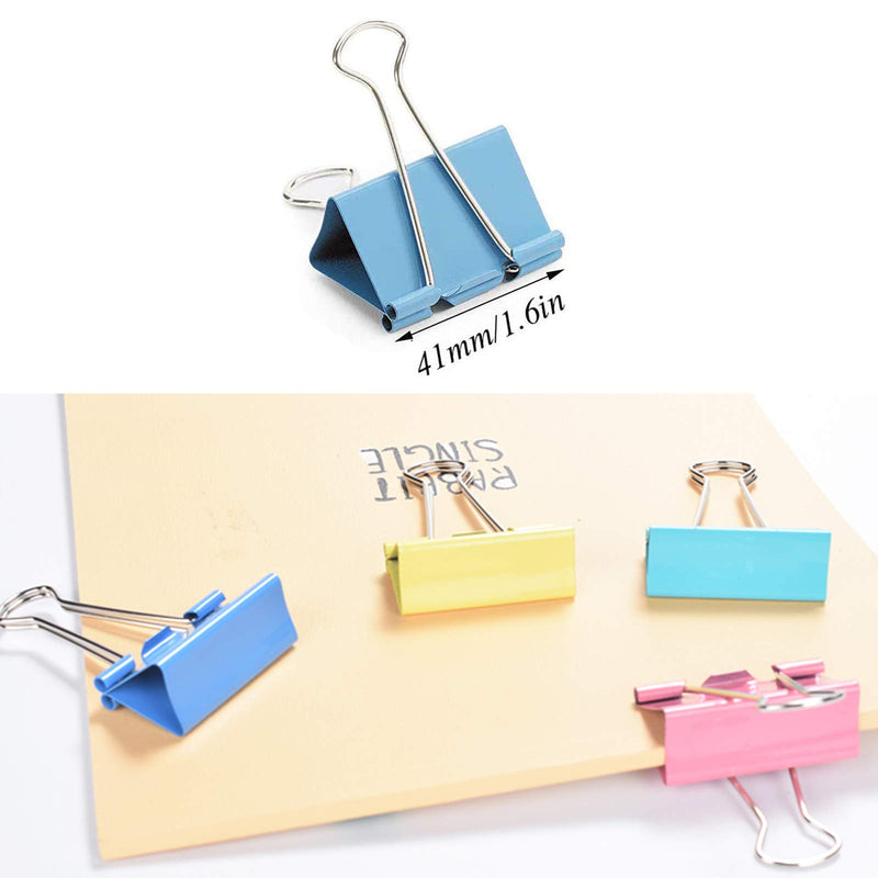 24 Pcs Colorful Large Binder Clips 1.6 inch for Office