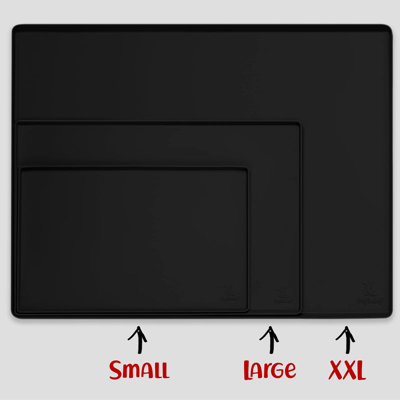 DogBuddy Dog Food Mat - Waterproof Dog Bowl Mat, Silicone Dog Mat for Food and Water, Pet Food Mat with Edges, Dog Food Mats for Floors, Nonslip Dog Feeding Mat S: 19" x 12" Black