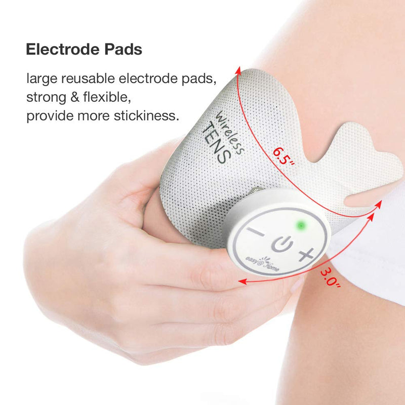 Easy@home Tens Unit Wireless Electrode Pads Self Stick Carbon Pads, 4 Pack 6.5" x 3" Reusable - Non Irritating Design Pulse Massagers Replacement, 2 Pads per Pack, ETP015