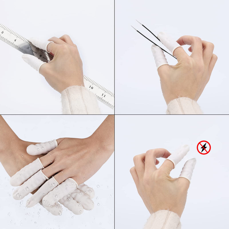 300 Pcs Fingertips Protective Finger Cots Small Finger Cots White Disposable Finger Rubber Tips for Injured Finger,Cracked Finger,Sports