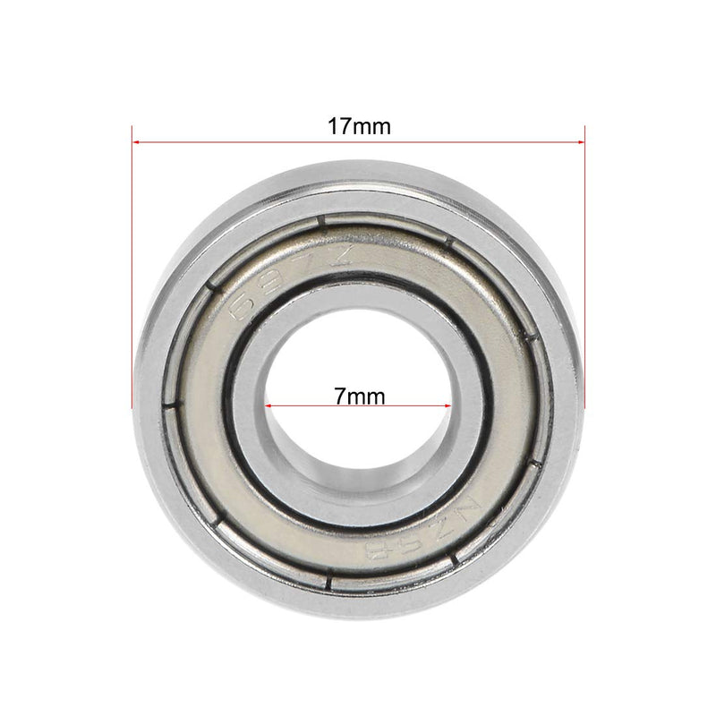 uxcell 697ZZ Deep Groove Ball Bearing 7x17x5mm Double Shielded Chrome Steel Bearings 4-Pack 7mmx17mmx5mm